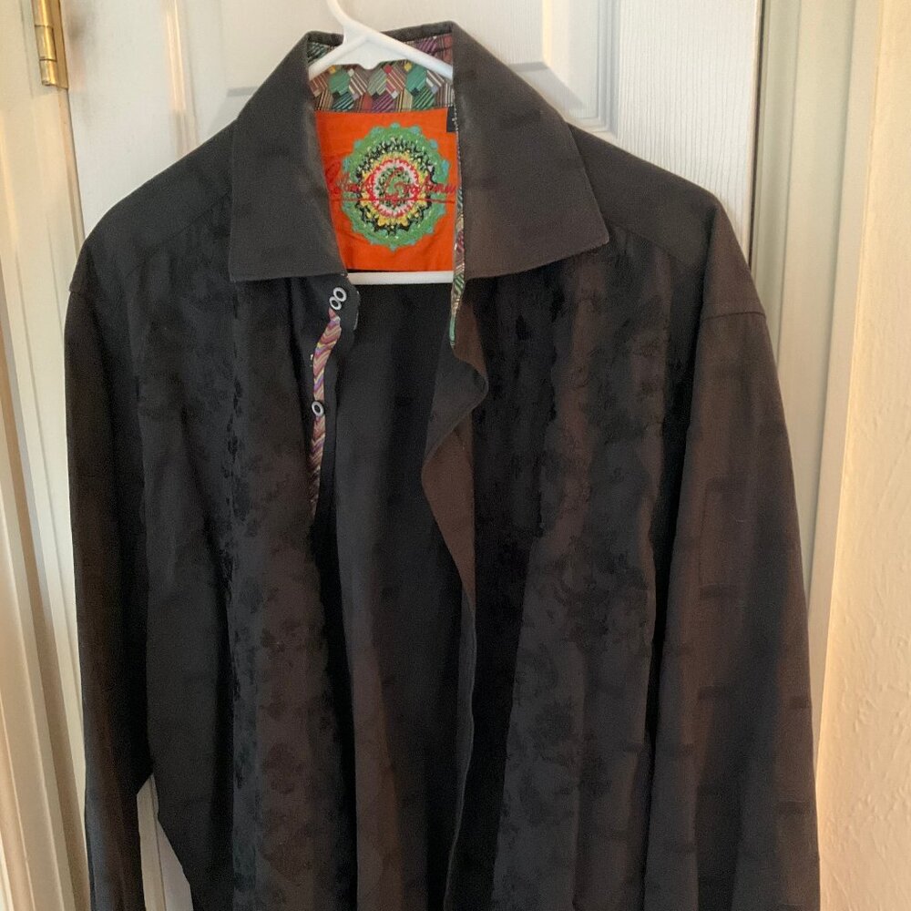 Robert Graham Black Textured Men's Dress Shirt - Size Large - Worn Once!